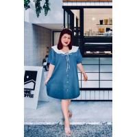 ราคา RN238 ชุดเดรสสาวอวบผ้ายีนส์ รุ่นปกทหารเรือ (21086998647)