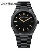 ราคา MAKAMBAKO สายเหล็กสแตนเลสผู้ชายสีดำกันน้ำควอตซ์ M 5015นาฬิกาแฟชั่นเรียบง่าย (18020044771)