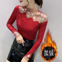 ราคา เสื้อตัวในติดเพชรงานยากแฟชั่นแบบใหม่ปี2023สำหรับฤดูใบไม้ผลิและฤดูใบไม้ร่วงสไตล์ยุโรปเสื้อท่อนบนผู้หญิงเสื้อยืดแขนยาวเข้ารูปสไตล์ตะวันตก (11078235662)