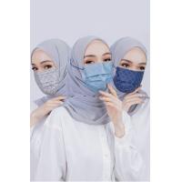 ราคา แมส ฮิญาบ mask Jovian แมสคล้องหัว mask hijab แมสฮิญาบ ลายดอกไม้ หนา 3 ชั้น (20016263425)