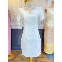 ราคา 5 สี เดรสผ้าไหมสังเคราะห์ทรงเข้ารูปแขนทิวลิป เนื้อนุ่มเงาเล็กน้อย ใส่สวยค่ะ S 3XL สีกะปิ ชมพู เขียว ขาว ดำ (20354470252)