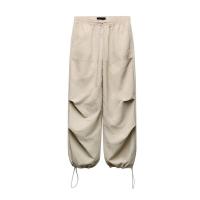 ราคา Zaraหอมฤดูร้อนกระเป๋ากางเกงขาบานกว้างหลวมเอวยางยืดใหม่ทำหน้าที่ของเครื่องมือกางเกงไนลอนเอวใน4391500 (20259515857)