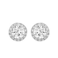 ราคา Swarovski sweet and small round white diamond button earrings female angel crystal earrings rhodium plated earrings (20579618384)