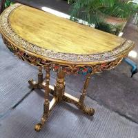 ราคา โต๊ะครึ่งวงกลม โต๊ะข้าง งานไม้สัก งานปิดทองทำเก่า (19822055169)