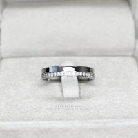 ราคา แหวนแถวประดับเพชรเงินแท้925 ชุบเคลือบทองคำขาว ประดับเพชร CZ Swiss Diamond เกรดพรีเมียม ครึ่งวง ABBY Allure Jewelry (19657206608)