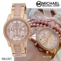 ราคา Michael Kors Ritz นาฬิกาข้อมือควอตซ์แฟชั่นสีโรสโกลว์ Mk6307 100 Mk 104 (17843382070)