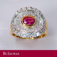 ราคา แหวน พลอยทับทิมพม่า และเพชร เบลเยีย่ม ตัวเรือนทองคำแท้ 18K แหวนพลอยล้อมด้วยเพชร เน้นความเรียบหรู สง่า เมื่อสวมแหวน (17113042694)