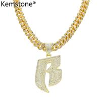 ราคา Kemstone สร้อยคอจี้ฮิปฮอปชุบทองเงินรูปตัว B สำหรับเครื่องประดับของผู้ชาย (20585258315)