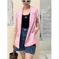 ราคา ป้าย ELFเสื้อเบลเซอร์คอปกสูท แขนสั้น ทรงยาวคลุมสะโพก อัดกาวทั้งตัว ดีเทลเจาะกระเป๋า 2 ข้าง ทรงสวย ผ้าเนื้อดี หลากหลายสี (20472699459)