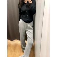 ราคา ของแท้ UNIQLO Jia U บ้านของผู้หญิงซักด้วยเครื่องซักผ้าได้เงินกางเกงถักกางเกงทรงหลวมสินค้า H461317ฤดูใบไม้ร่วง2023 (19988680629)