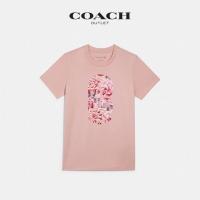 ราคา Coach Coach Cotton Casual Crew Neck พิมพ์เสื้อยืดแขนสั้นผู้หญิงเทรนด์ฤดูร้อน (15683837863)