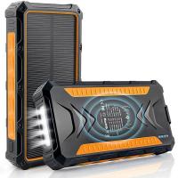 ราคา 30000mAh Waterproof Solar Power Bank Qi Wireless Charger Powerbank For iPhone 13 Samsung S22 Xiaomi Poverbank with Camping Light HOT SELL Coin Center (19674749352)