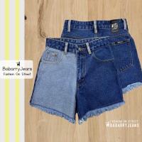 ราคา พร้อมส่ง BabarryJeans ยีนส์ขาสั้น เอวสูง ผ้ายีนส์ไม่ยืด ปลายขารุ่ย สียีนส์ทูโทน (20562801538)