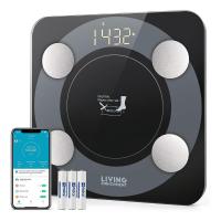 ราคา Bluetooth Scale for Body Weight Living Enrichment Smart Body Fat Weight BMI Bathroom Wireless Scale with High Accuracy Sensor Body Composition Monitor Analyzer with Smartphone App 396 lbs Black 4002 S