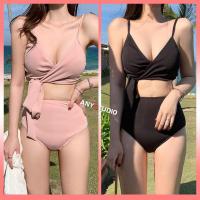 ราคา ทูพีช บิกินี่ ชุดว่ายน้ำ YY928 แต่งสายไขว้อก เอวสูงปิดหน้าท้อง สีชมพู สีดำ สีสวยเรียบหรูดูแพงมาก (5582382858)