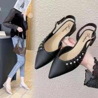 ราคา รองเท้าส้นเตี้ย 1 นิ้ว หัวแหลม สายคาดหลัง รัดส้น รองเท้าแฟชั่น รองเท้าทำงาน ส้นสูง รองเท้ารัดส้นรุ่น005 (9405160630)