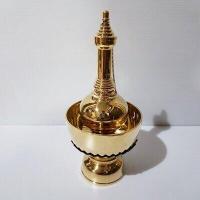 ราคา กรวดน้ำทองเหลืองรุ่นพิเศษ ขันลงหิน 5 นิ้ว พานรอง สูงรวม 10 5 นิ้ว (8928458932)