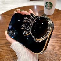ราคา AUOVIEE เคสกากเพชรสำหรับ iPhone การ์ตูนนักบินอวกาศน่ารัก14 13 12 Pro Max Plus XR 11วงเล็บลาดซองนุ่มใสขาตั้งโทรศัพท์ (18133661919)