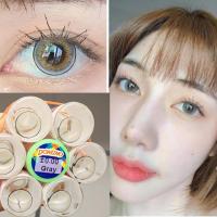 ราคา คอนแทคเลนส์ รุ่น Domino ยี่ห้อ Pretty doll ตาโต มีสี เทา ตาล มีค่าสายตา (19435769714)