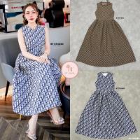 ราคา เดรสแขนกุดงานผ้าทอลายอกเอวเข้ารูปกระโปรงบานออก (18862174970)