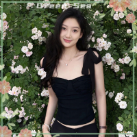 ราคา เสื้อชั้นในสตรีแขนกุดสีทึบเข้ารูปผูกโบว์ลูกไม้สีเขียวฤดูร้อนเสื้อกล้ามฤดูร้อน (20518027898)