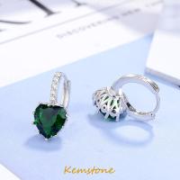ราคา Kemstone ต่างหูรูปห่วงหัวใจเพทายรูปลูกบาศก์เคลือบสีเงินหรูหราสำหรับของขวัญเครื่องประดับสตรี (20041771453)