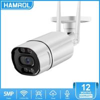 ราคา Hamrol 5MP Wifi IP Camera Outdoor 1080P HD Color Infrared Night Vision Security Camera Ai Human Detect Wireless CCTV Camera (8941427436)