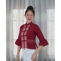ราคา เสื้อพื้นเมืองแต่งลายเชือกผู้หญิง แขนกระดิ่ง ผ้าฝ้ายพื้นเมือง (20078072737)