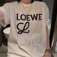 ราคา Loewe เสื้อยืด2023ผู้หญิงลำลองผ้าฝ้ายแท้ปักลาย Luojia เสื้อครึ่งแขนทรงหลวมสไตล์คู่รัก (20802849175)