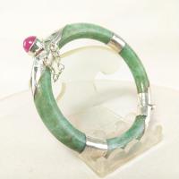 ราคา กำไลข้อมือหยกครอบเงินสีเขียวขาว หัวพลอยสีม่วง ตัววงเปิดได้ สำหรับผู้หญิง วงใน 55 56 มม ลายสวยตามธรรมชาติ (15322616859)