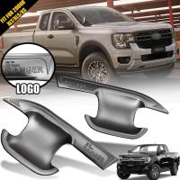 ราคา เบ้ารองมือเปิดประตู เบ้าหลุมกันรอย ถาดรองมือเปิด รุ่น ฟอร์ด เรนเจอร์ FORD RANGER XLT XLS XL ปี 2022 2023 สีดำด้าน โลโก้ดำ 2 ประตู 2 ชิ้น (15657843204)