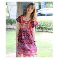 ราคา ชุดดอย ชุดเดรส ชุดพื้นเมือง ชุดผ้าฝ้ายพิมพ์ลาย ทรงเกาหลี สวยน่ารัก ตอนรับหน้าหนาว (19950421606)