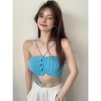 ราคา Dahong พร้อมส่ง มาใหม่ เสื้อสายเดี่ยว เสื้อครอปลาย ไขว้หน้า ผ้ายืดเยอะ นิ่ม 28063 (15159305247)