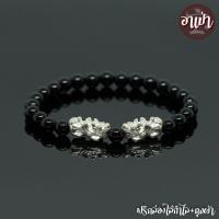 ราคา อาเป่า หินนิลดำ หินแบล็คโอนิกซ์ Onyx ขนาด 6 มิล ประดับปี่เซียะเงินแท้ 92 5 1 คู่ คัดหิน หินนิลกาฬ กำไลหินสี กำไลหินนำโชค กำไลปี่เซียะ (1795578457)