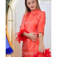 ราคา เดรสกี่เพ้ายาว คอจีน ผ้าไหมสังเคราะห์ ตกแต่งแขนด้วยขนนก มีซับใน ซิบหลังสวมใส่ง่าย 4358 (21266764971)