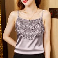 ราคา เสื้อกล้ามลูกไม้สายเดี่ยวรุ่นใหม่ผ้าซาตินแขนกุด T เสื้อ (20572352684)