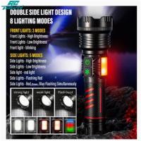 ราคา ไฟฉาย Led ชาร์จไฟแบบซูมได้ไฟแรงสูงอลูมิเนียมกลางแจ้งพร้อมไฟด้านข้าง (21027520140)