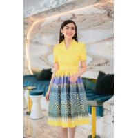 ราคา เดรสงานป้ายผ้าไหมญี่ปุ่น กระโปรงบาน อัดกาว ทรงคุณหนูคอปีน สวยน่ารักสุดๆ S 3XL KSPC15 (17456625273)