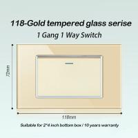 ราคา YSWL Wall Switch Light wall Outlet Socke Gold กระจกนิรภัยแผง1 2 3 4 Gang 1 2 Way Universal us thai ซ็อกเก็ต USB ไฟฟ้าสวิทช์15A 3 6 Pin Plug Power Socket Modern (15785886490)