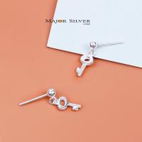 ราคา ต่างหูเงินแท้ 92 5 กุญแจกว้าง 5มิล ต่างหูแฟชั่นแบบห้อย น่ารักๆ สไตล์เรียบๆ ต่างหูเงินแท้ 100 Major Silver (12374325335)