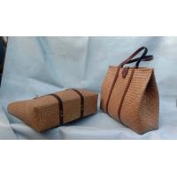 ราคา ToteBag ขนาด 17 13 นิ้วกระจูดสานปากทรงจีบ สายหนังสีขรึมใชัได้ทั้งชายและหญิง (14984909915)