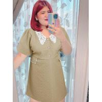 ราคา 259 B ชุดเดรสสาวอวบ ชุดออกงานสาวอวบ รุ่นปกลูกไม้ กระดุมแกะได้จริง (17112611069)