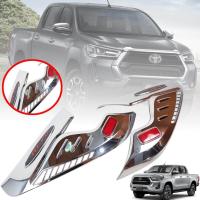 ราคา ครอบไฟหน้า กันรอยไฟหน้า คิ้วไฟหน้า รุ่น โตโยต้า รีโว่ TOYOTA REVO ปี 2020 2021 โครเมี่ยม โลโก้แดง 2 ชิ้น (3735598158)