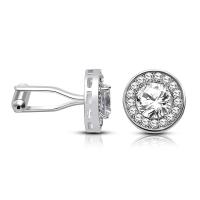 ราคา Round French Style Rhinestone Inlaid Fashionable and Personalized Mens Cufflinks Simple Silver Shirt Buttons (18615704464)