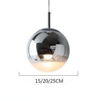 ราคา โคมไฟแขวนสีทอง เงิน กุหลาบจี้ไฟทรงลูกบอลกระจกชุบโลหะด้วยไฟฟ้าทันสมัยโคมไฟแขวนโคมไฟบ้านตกแต่งห้องครัว (19935720452)