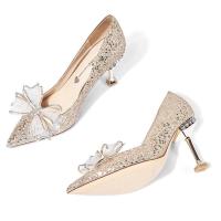 ราคา RENBEN รองเท้าส้นสูงใหม่ไม่เหนื่อยเท้ารองเท้าเจ้าสาวคริสตัลคริสตัลฝรั่งเศส V725 (19823982225)