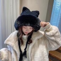 ราคา New Women Winter Warm Cute Beanie Hat Cat Ears Lady Kawaii Knitted Crochet Beanies Hat Cap With Braid For Women (19991314883)