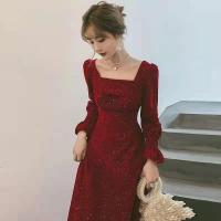 ราคา ชุดเดรสมินิมอล ชุดไปงานแต่ง ชุดแดง ชุดออกงานเรียบสวยหรูเดรสสไตร์จีน ชุดราตรีสาวอวบ ชุดชายหาดสีไวน์แดง (13657998345)