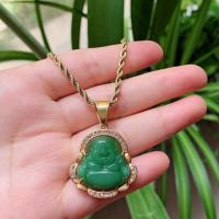 ราคา ZZOOI Punk Rock Stainless Steel Jewelry Crystal Buddha Pendant Necklace for Women Men Colorful Lampwork Quartz Stone Pendulum Necklace (18313427992)
