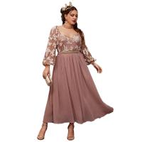 ราคา แขนทรงโคมไฟมีปกสี่เหลี่ยมมีจีบหลังชายเสื้อขนาดใหญ่แผ่นด้ายตัดแปะปักลายดอกไม้เสื้อผ้ากุลสตรีทรงเอชุดเดรสแม็กซี่เสื้อผ้าสตรีชุดเดรสแม็กซี่โคมไฟ (19798302997)